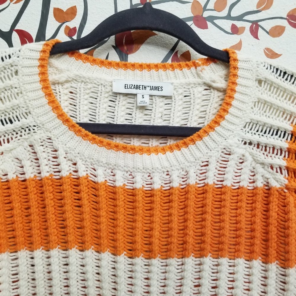 Elizabeth and James Orange Stripe Crop Sweater S - Picture 5 of 9